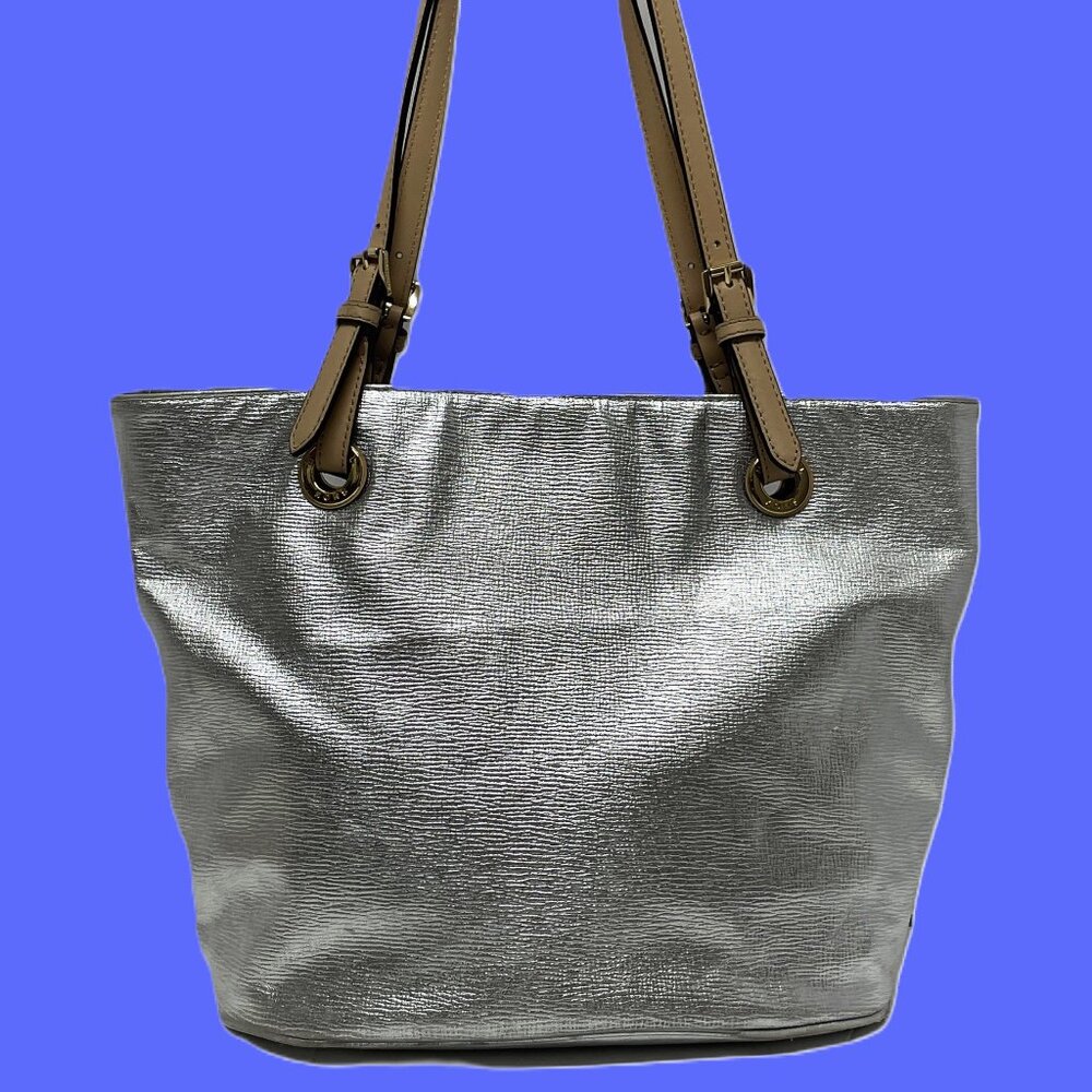 MICHAEL KORS Shoulder Bag Silver Metallic Adjustable Straps **EUC** JAZZY!!